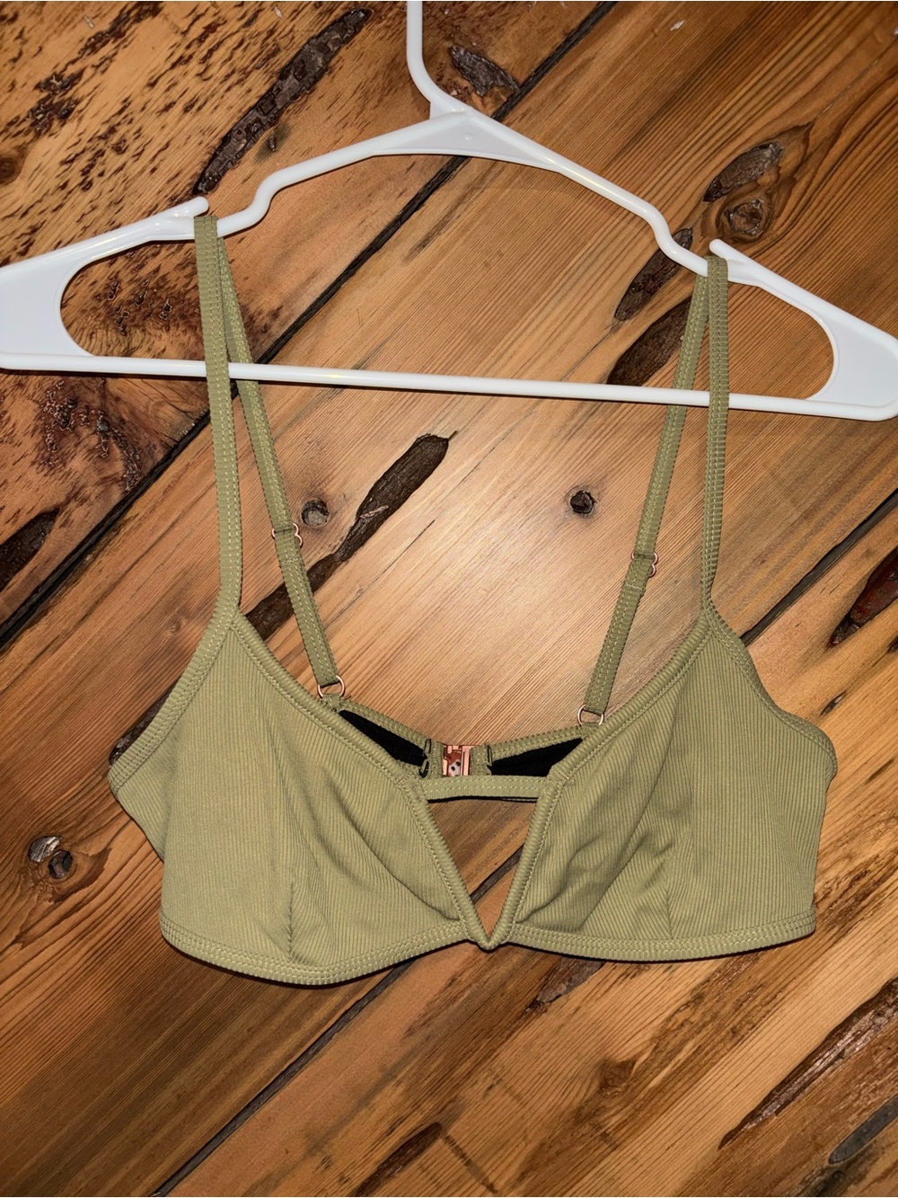 Somer field Swim Olive Ribbed V-Neck Bralette
